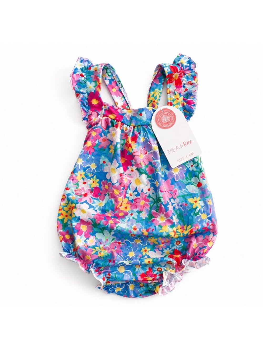 Mila & Rose Floral Bubble Romper 3-6M NWT Ruffle Strap Baby Outfit